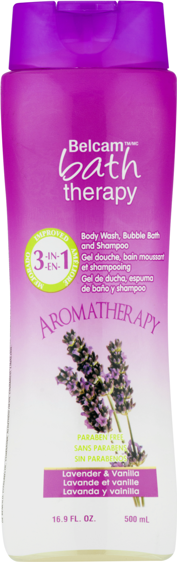 Belcam Aromatherapy Body Wash, Bubble Bath And Shampoo - Bottle (1800x1800), Png Download
