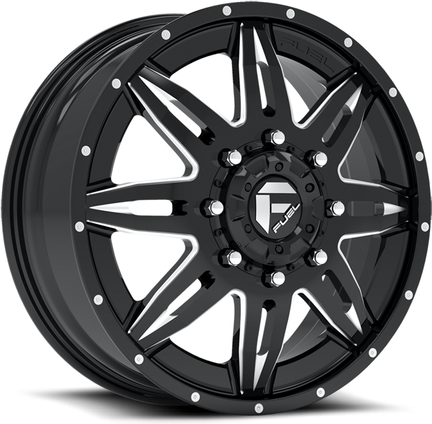 8 Lug Lethal Dually Front - 20 Inch Black Alloy Wheels (700x700), Png Download
