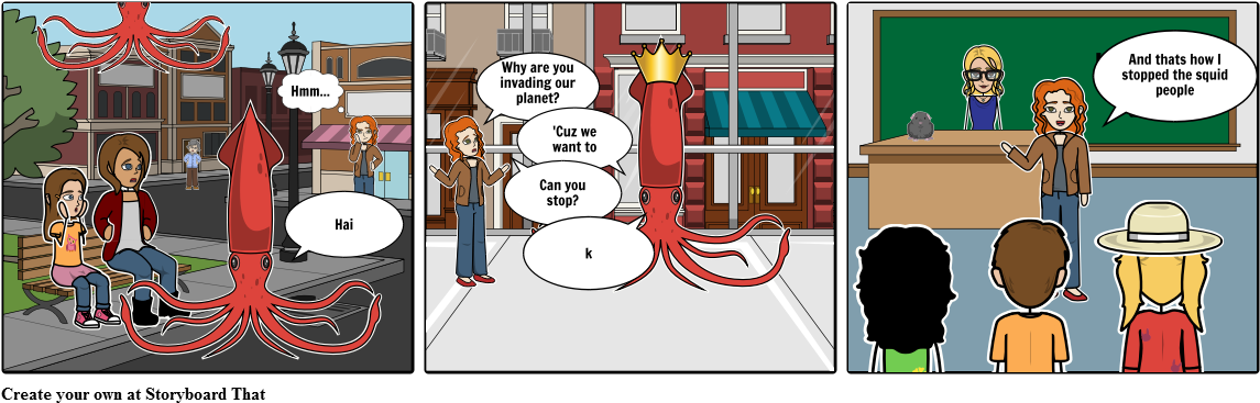 Attack Of The Squid People - Cartoon (1164x385), Png Download