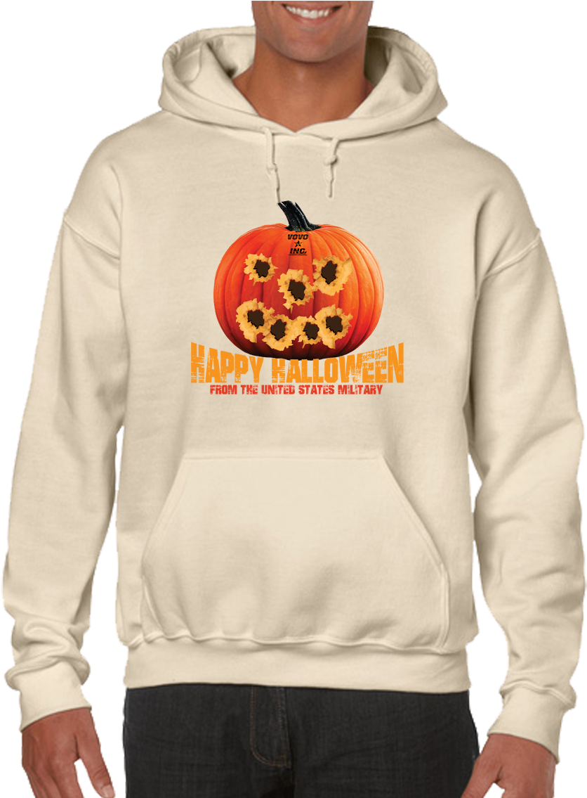 Tactical Halloween Pumpkin Bullet Hole Carving Pullover - Gildan Heavy Blend Hoodie Light Pink (875x1134), Png Download