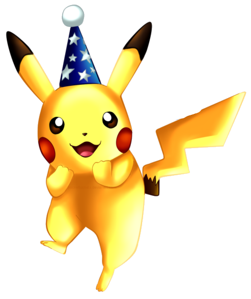 Pikachu'birthday - Pikachu Wearing A Party Hat (608x643), Png Download
