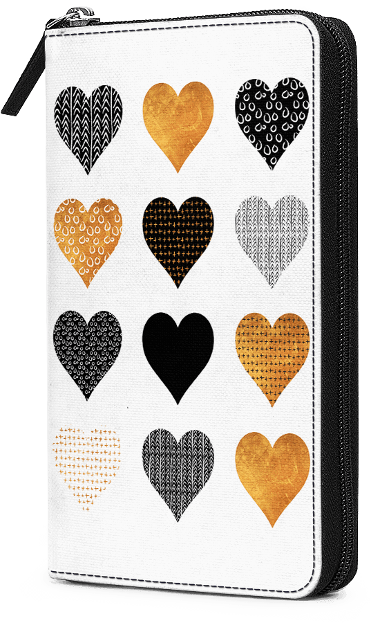 Gold Hearts Travel Organiser Passport Wallet - Heart (537x900), Png Download