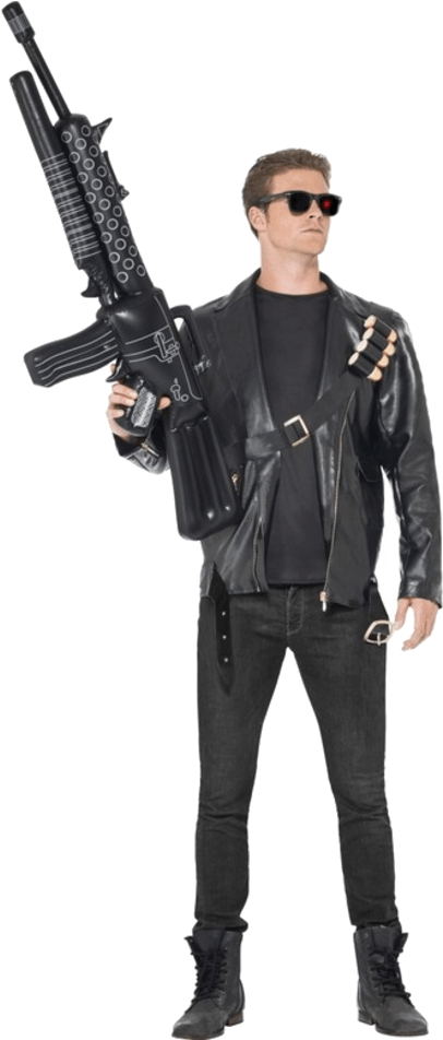 Adult Terminator Costume - 1980s Fancy Dress Mens (600x951), Png Download