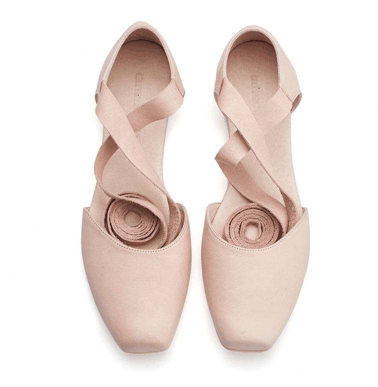 Ana, Blush Pink Leather Ballerina Shoes - Ballerina Shoes (800x800), Png Download