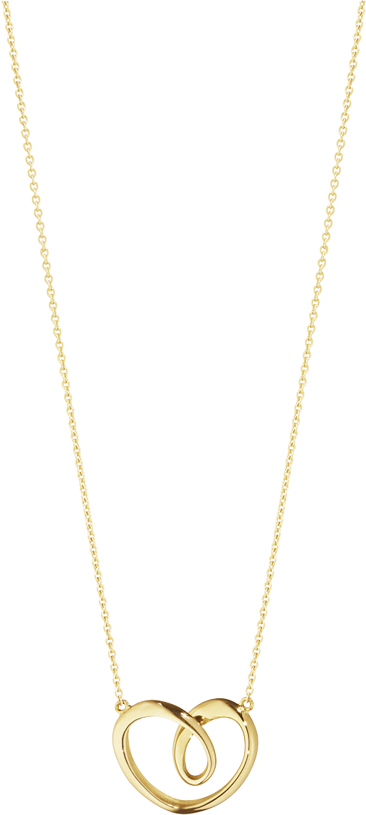 Georg Jensen 18ct Yellow Gold Heart Pendant - Gold Chain With Attached Pendant (1200x1200), Png Download