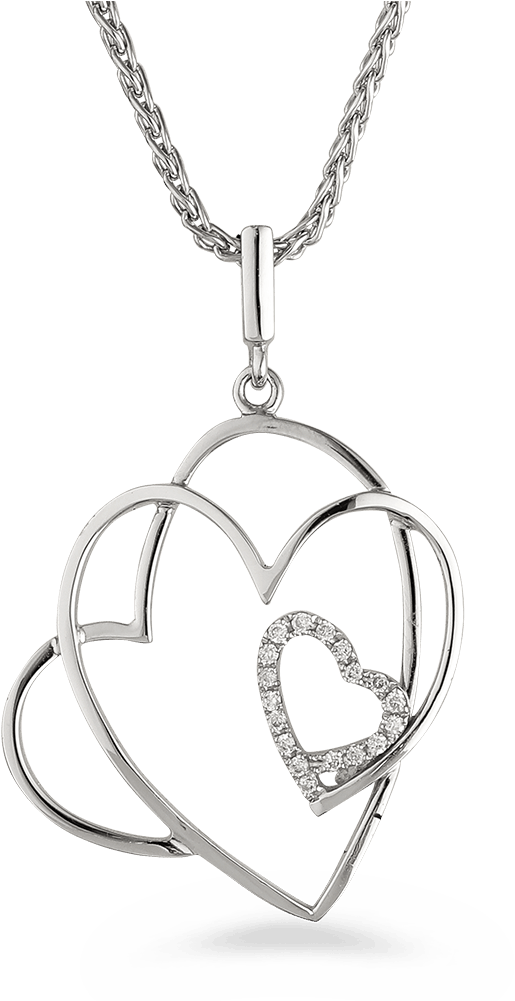 18ct White Gold Hearts Pendant - Locket (1000x1000), Png Download