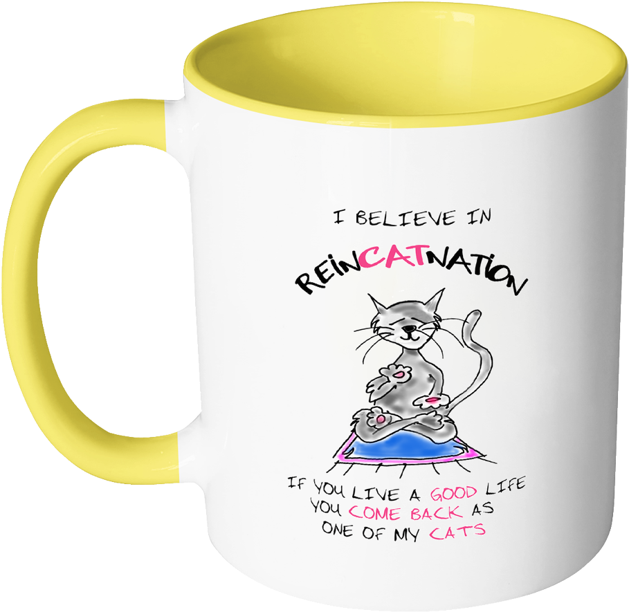 I Believe In Reincatnation Funny Cat Coffee Mug - Mug (1024x1024), Png Download
