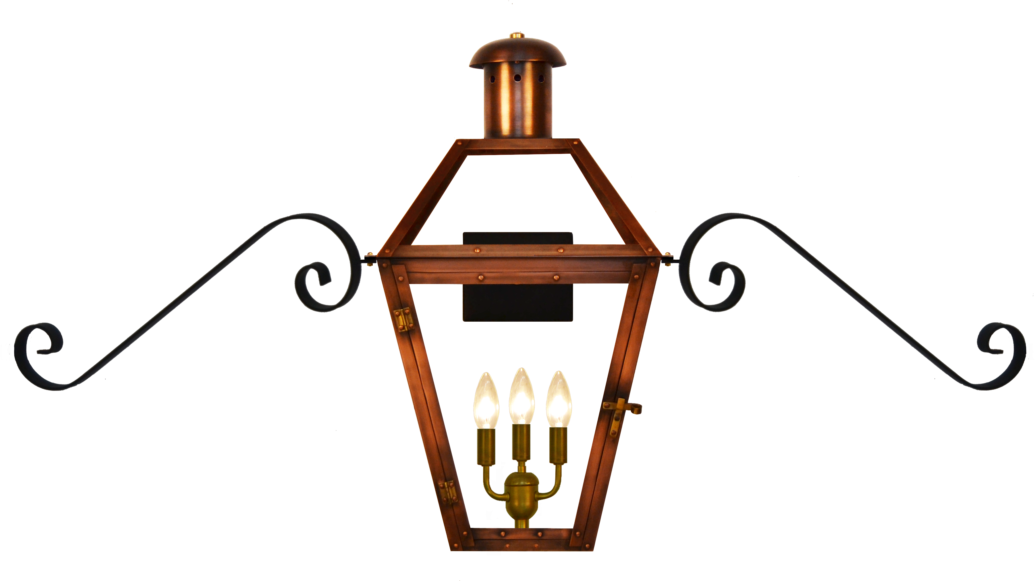Georgetown With Classic Mustache Bracket - Outdoor Lantern With Mustache Bracket (3742x2022), Png Download