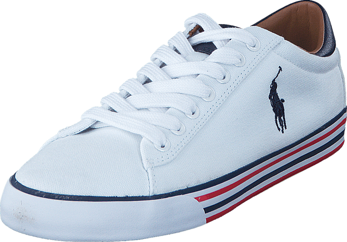 Polo Ralph Lauren Harvey Pure White / Newport Navy - Sneakers (705x493), Png Download