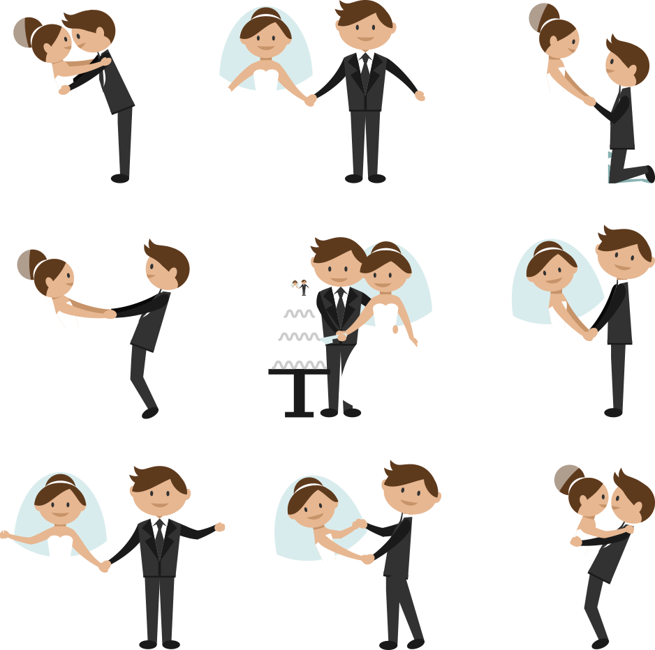 Wedding Invitation Clip Art Vector - Png Vector Wedding Couple (938x932), Png Download