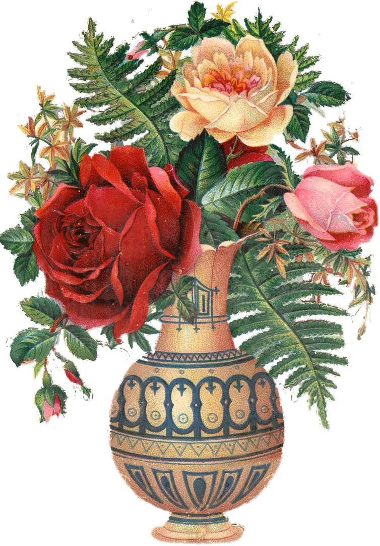 Roses In Vase - Garden Roses (754x1082), Png Download
