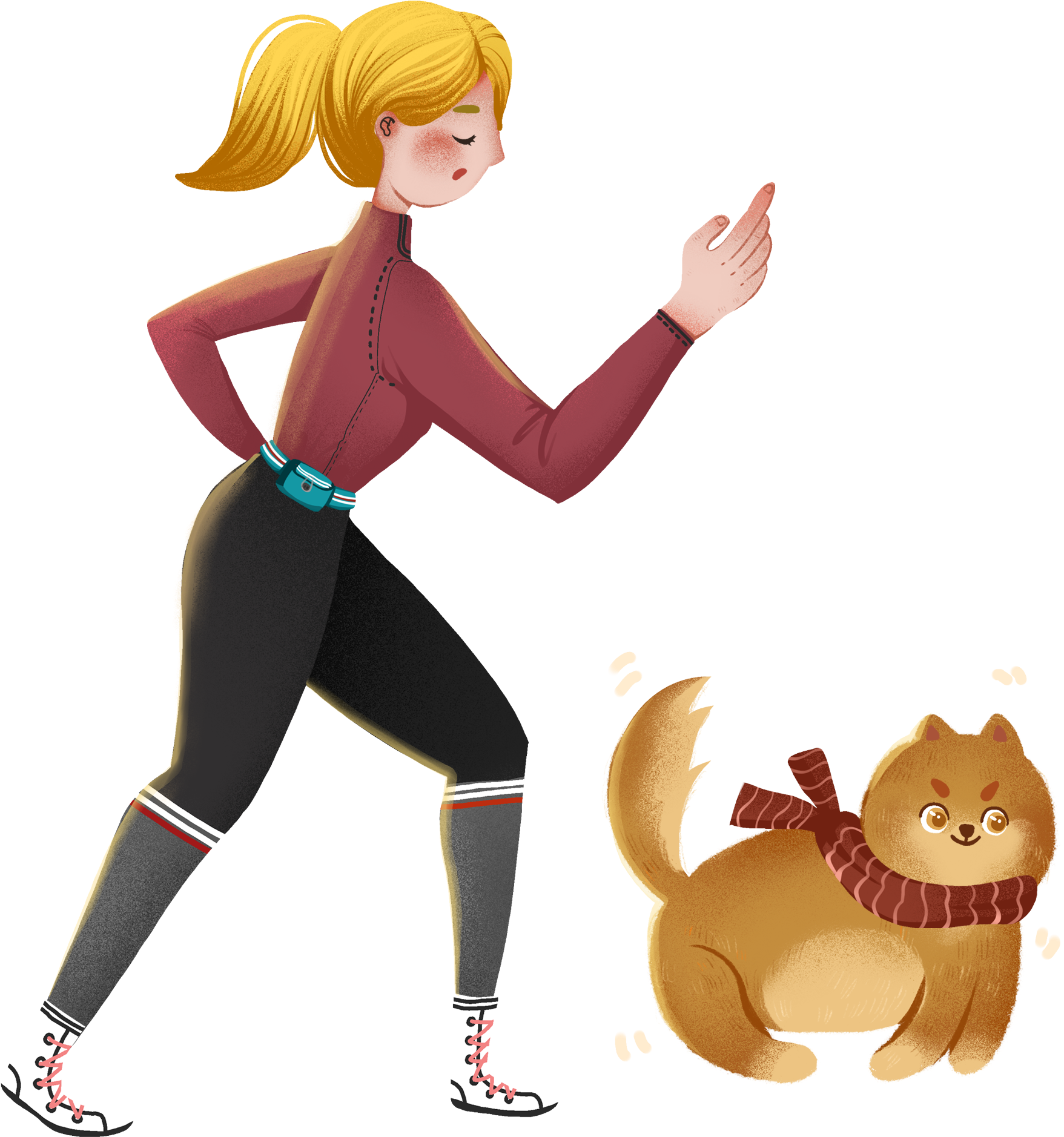 Cartoon Illustration Winter Girl Png And Psd - Cartoon (2000x2000), Png Download