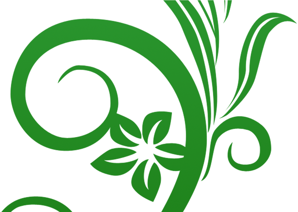 14 Green Swirl Designs Images Green And Black Swirl - Green Flower Border Transparent (1368x855), Png Download