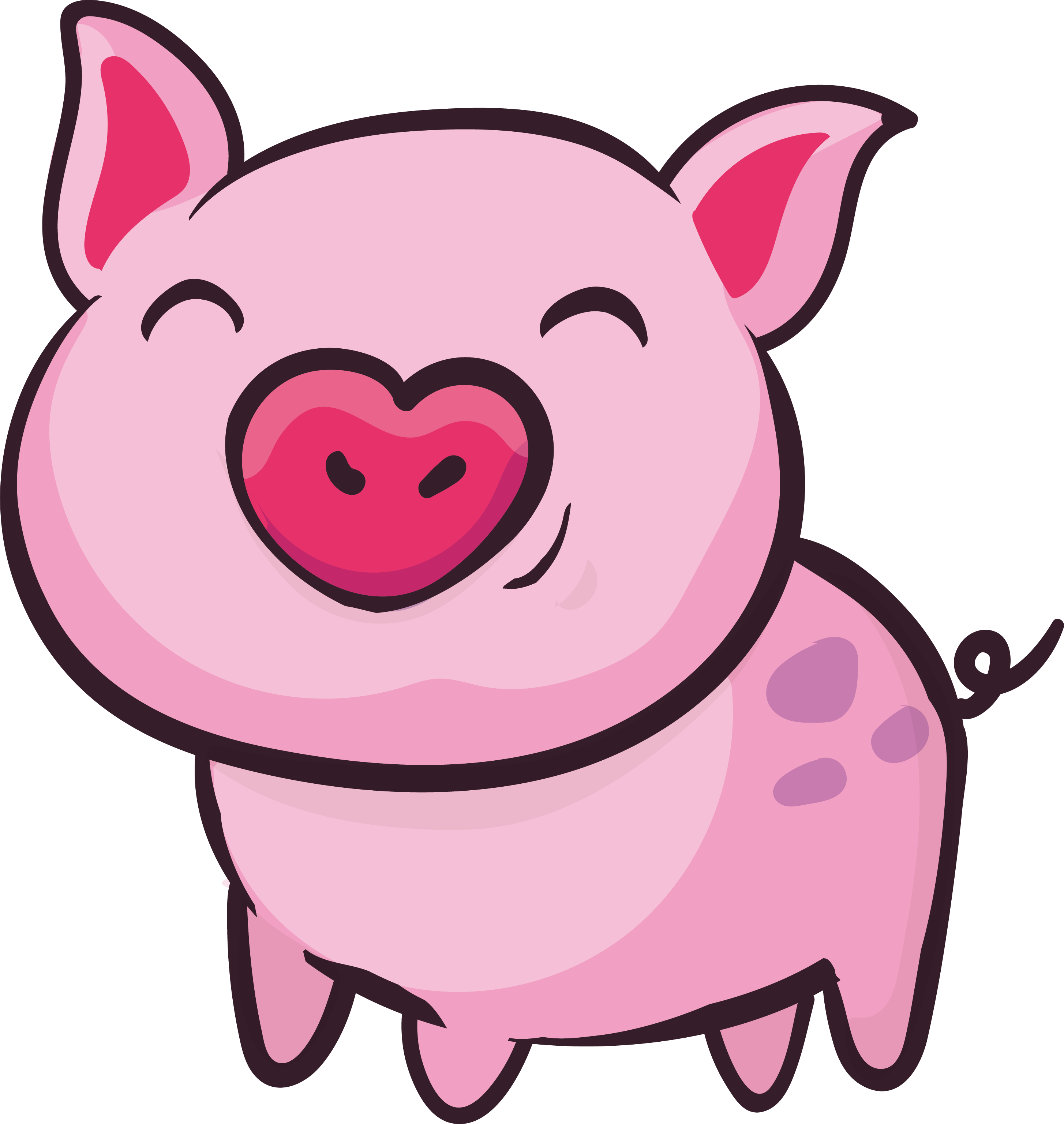 Domestic Clip Pink Cute - Pig Clipart (2908x3072), Png Download