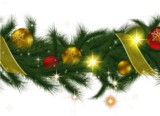 Christmas Lights Clipart Tinsel - Christmas Garland Transparent Background (640x480), Png Download