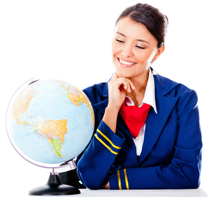 Flight Attendant Png Transparent - Globe (1020x450), Png Download
