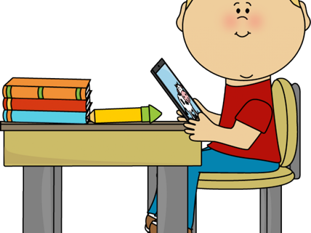 Boy Sitting At Desk Clipart (640x480), Png Download