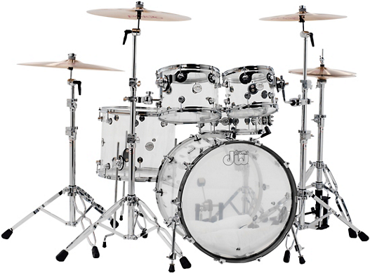 Dw Design Drum Set 5pc Clear Acrylic - Acrylic Dw Drums (526x599), Png Download