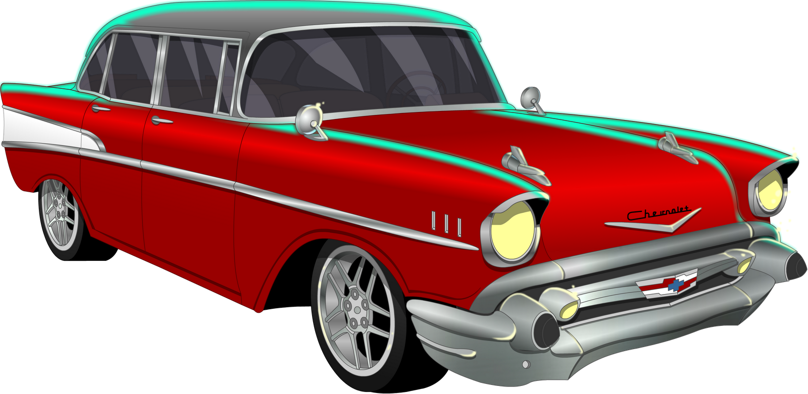 Chevrolet Bel Air Vector Png - 1957 Chevy Bel Air Clip Art (1600x781), Png Download