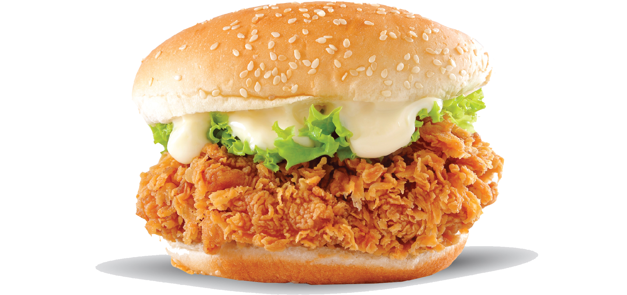 Crispy Burger - Fried Chicken Sandwich Png (2133x1250), Png Download