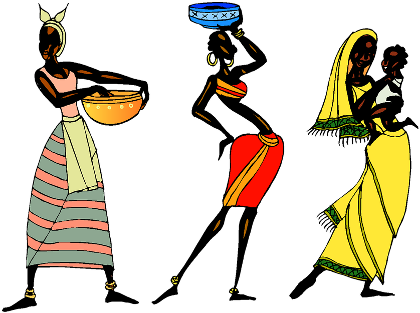 Woman, Ethic, African, People, Collage, Tribe, Tribal - African Tribal Art Drawings (960x678), Png Download