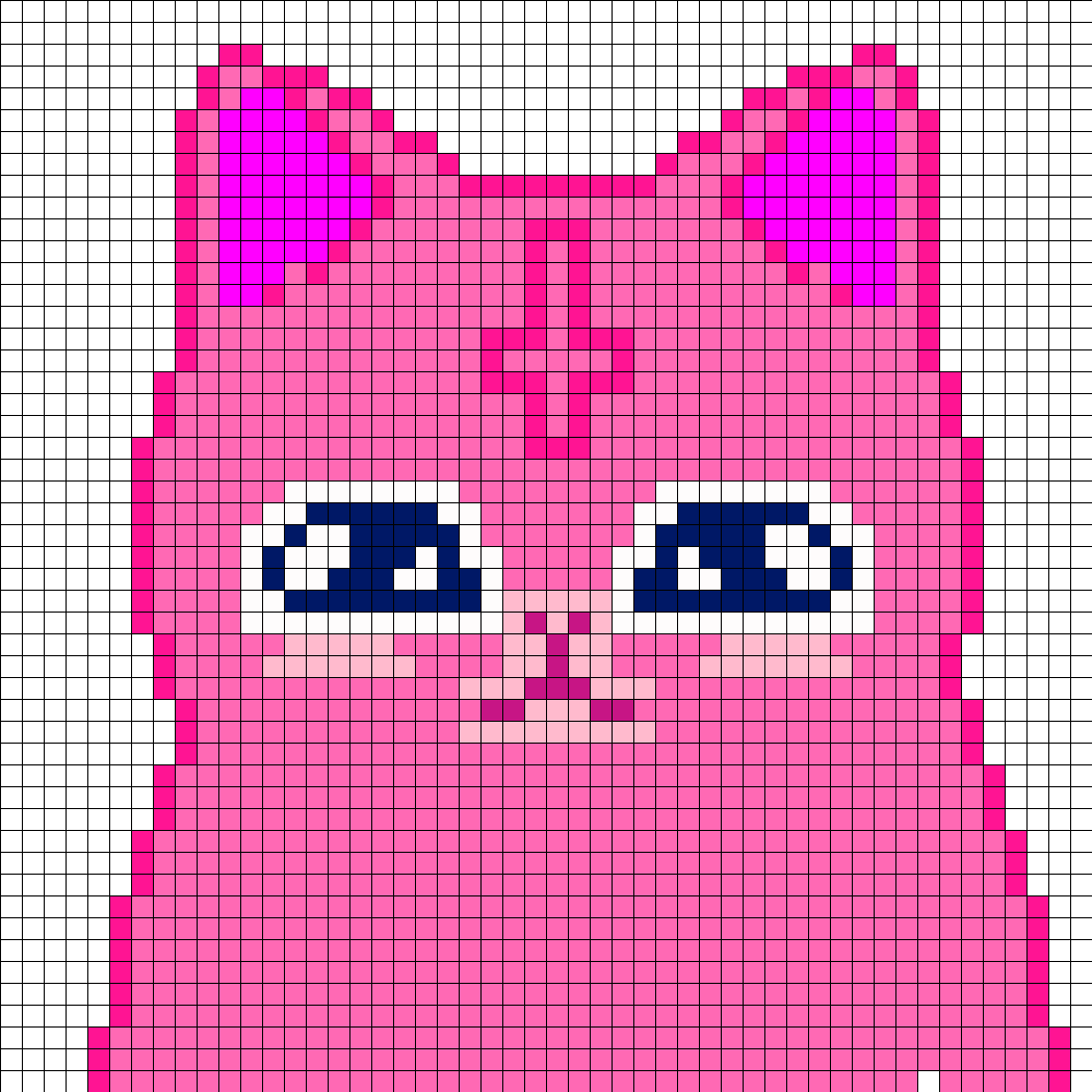 Pink Satan Kitty Perler Bead Pattern / Bead Sprite - Cute Perler Bead Cat Pattern (1050x1050), Png Download