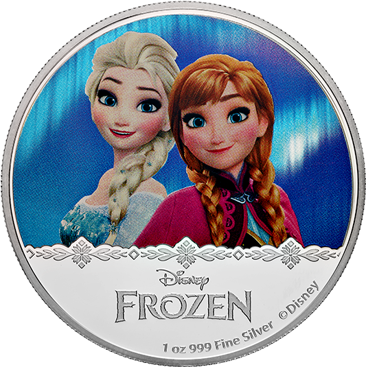 Pure Silver Coloured Coin Frozen - Pure Silver Coin Disney Princess Elsa 2016 (570x570), Png Download