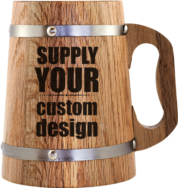 Custom Design Beer Mug Free Shipping Within Australia - Wood Beer Mug Png (600x600), Png Download