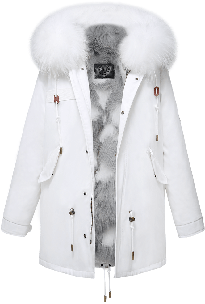 White Parka Grey Star Fox - Fur Clothing (800x1200), Png Download