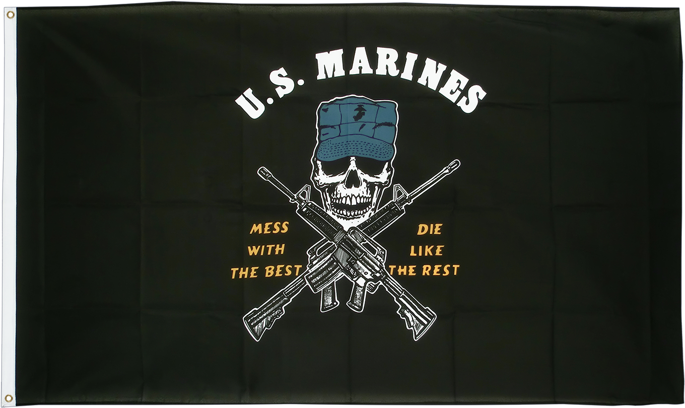 Us Marine Corps Mess With The Best - Us Marine Skull Flag (1500x1000), Png Download