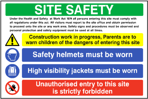 Site Safety Construction Sign - Site Health And Safety Board (600x600), Png Download