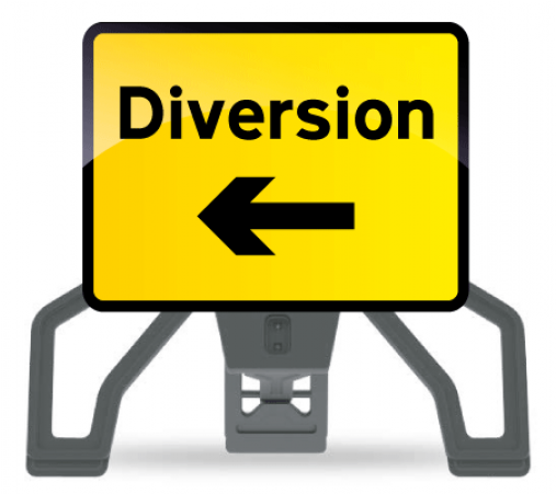 Rectangular Alpha Signs - Diversion Signs (750x450), Png Download