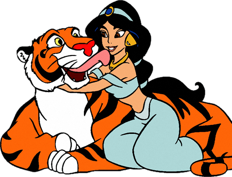 Tiger Princess Jasmine Rajah Genie Clip Art - Princess Jasmine With Tiger (747x570), Png Download