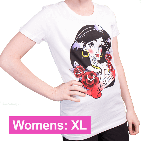Jasmine Tattoo Art Women's T Shirt - Cartoon (600x600), Png Download