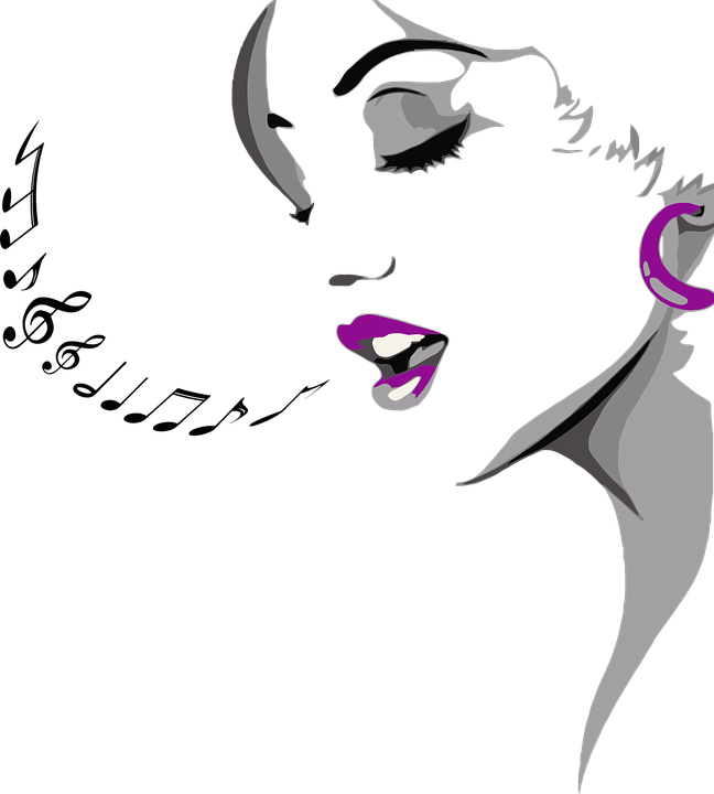 Female Head Musical Free Vector Graphic On - Singing Woman (648x720), Png Download