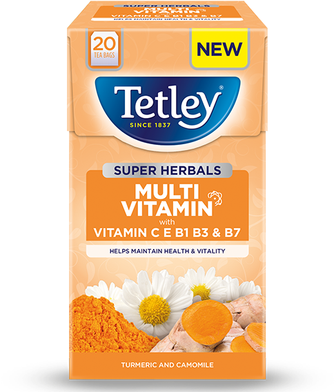 Tetley Super Herbals Multivitamin Turmeric And Camomile - Chamomile (635x570), Png Download