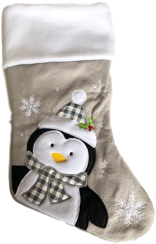 Grey Penguin Christmas Stocking - Christmas Stocking (768x960), Png Download