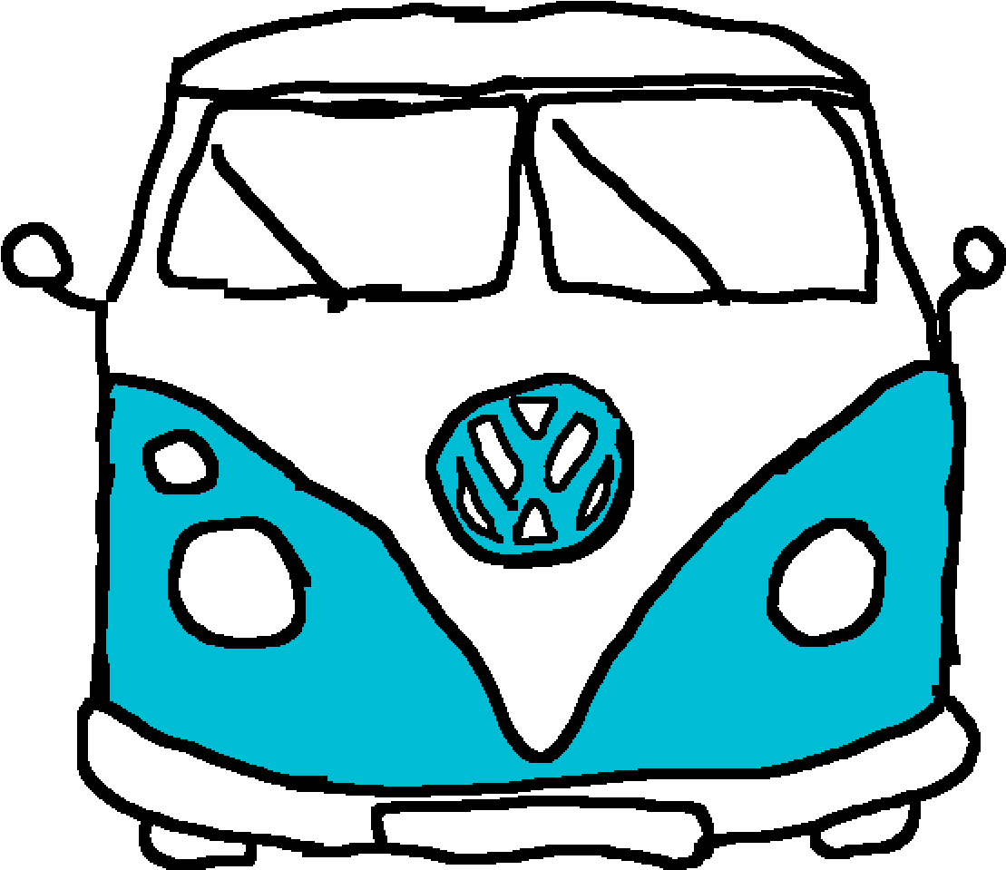 Cute Car - Volkswagen Bus Sticker (1400x1400), Png Download