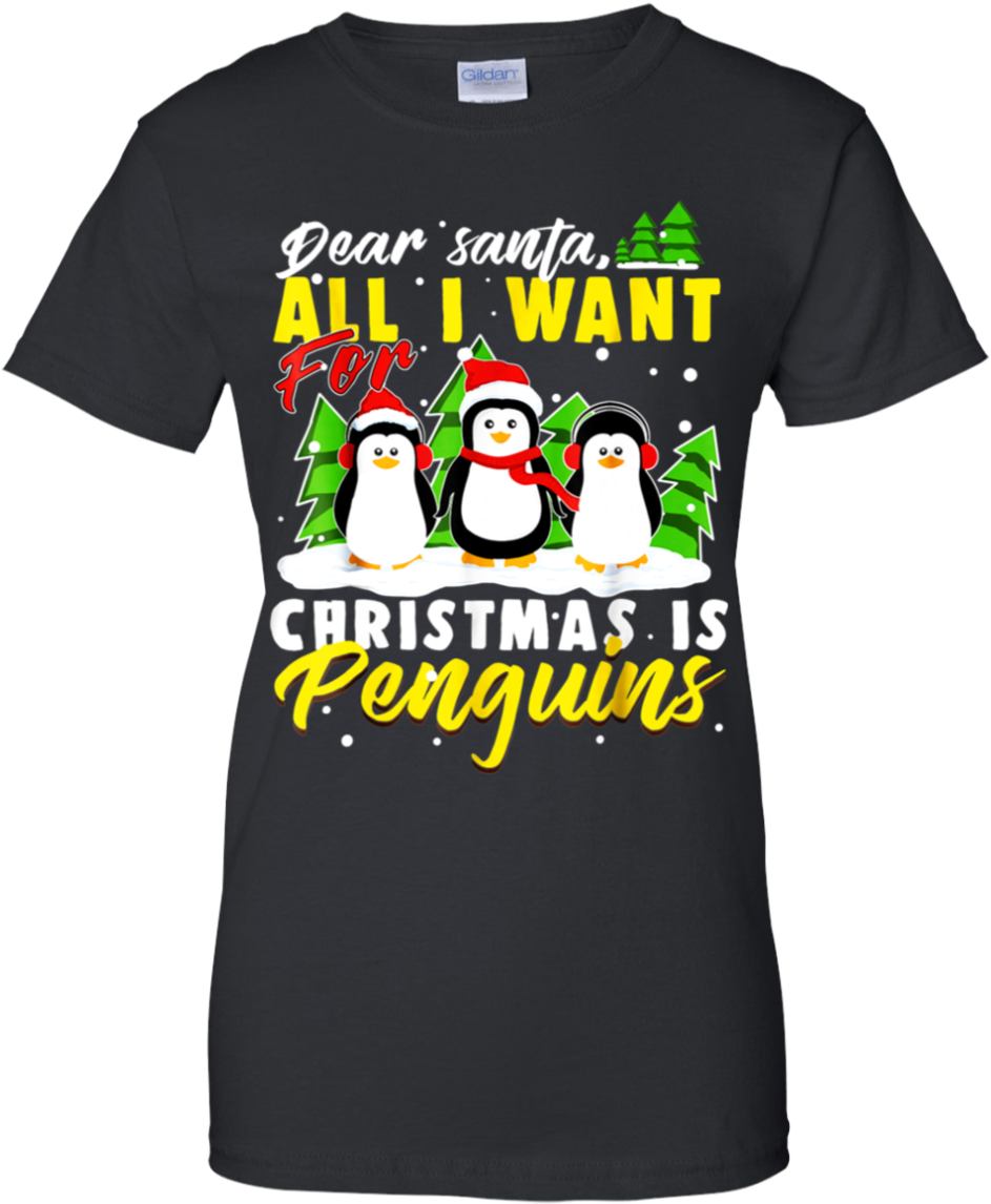 Dear Santa All I Want For Christmas Is Penguins Funny - Motley Crue T Shirt Girls (1155x1155), Png Download