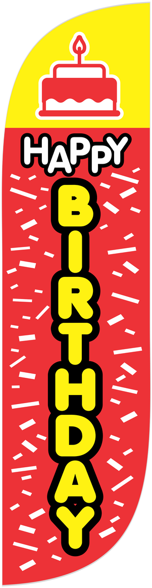 5ft Happy Birthday Feather Flag Red & Yellow - Graphic Design (1280x1280), Png Download