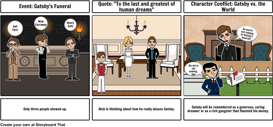 The Great Gatsby Chapter 9 - Great Gatsby Chapter 9 Storyboard (1164x549), Png Download