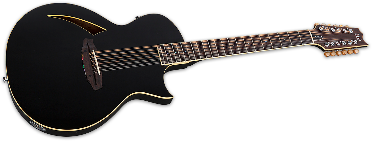 Thinline Series Guitars - Esp Ltd Tl 12 Blk (1200x464), Png Download