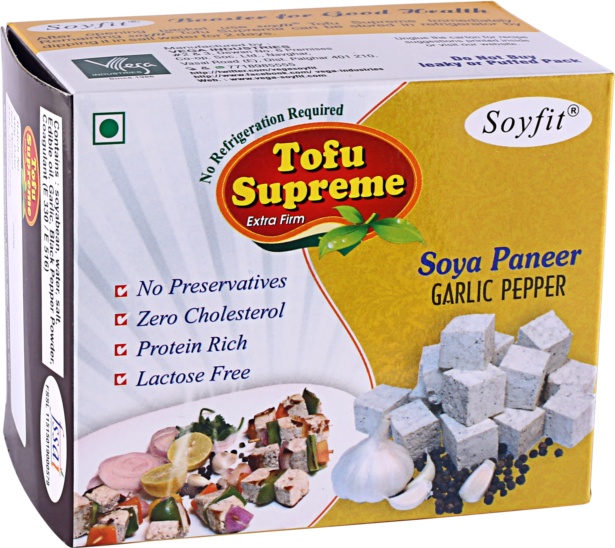 Soya Paneer Garlic - Carton (3331x2253), Png Download