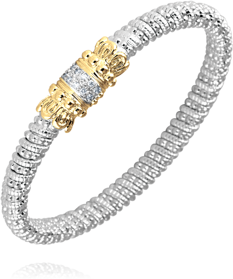 14k Gold & Sterling Silver, Diamond Bracelet - Bracelet (864x950), Png Download