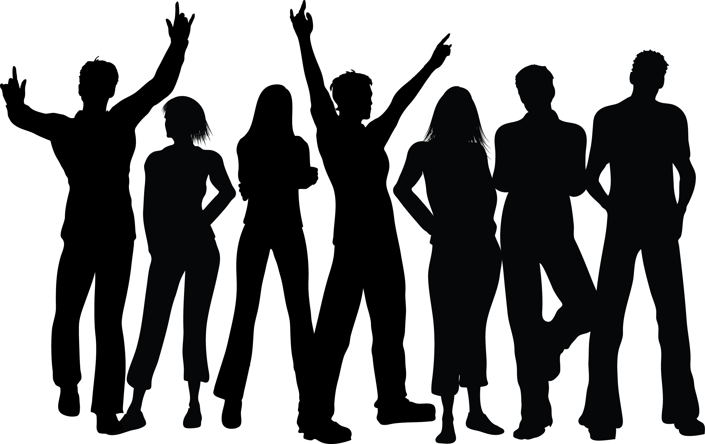 Group Black Silhouette - Crowds Of People (2314x1457), Png Download