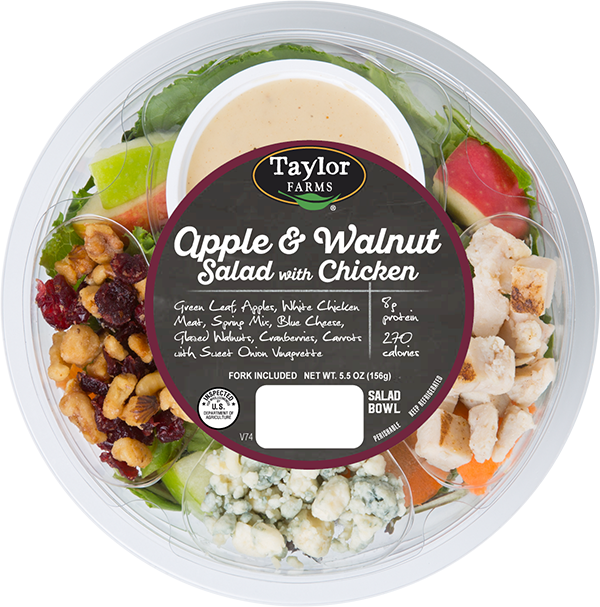 Apple And Walnut Salad With Chicken - Taylor Farms (600x607), Png Download