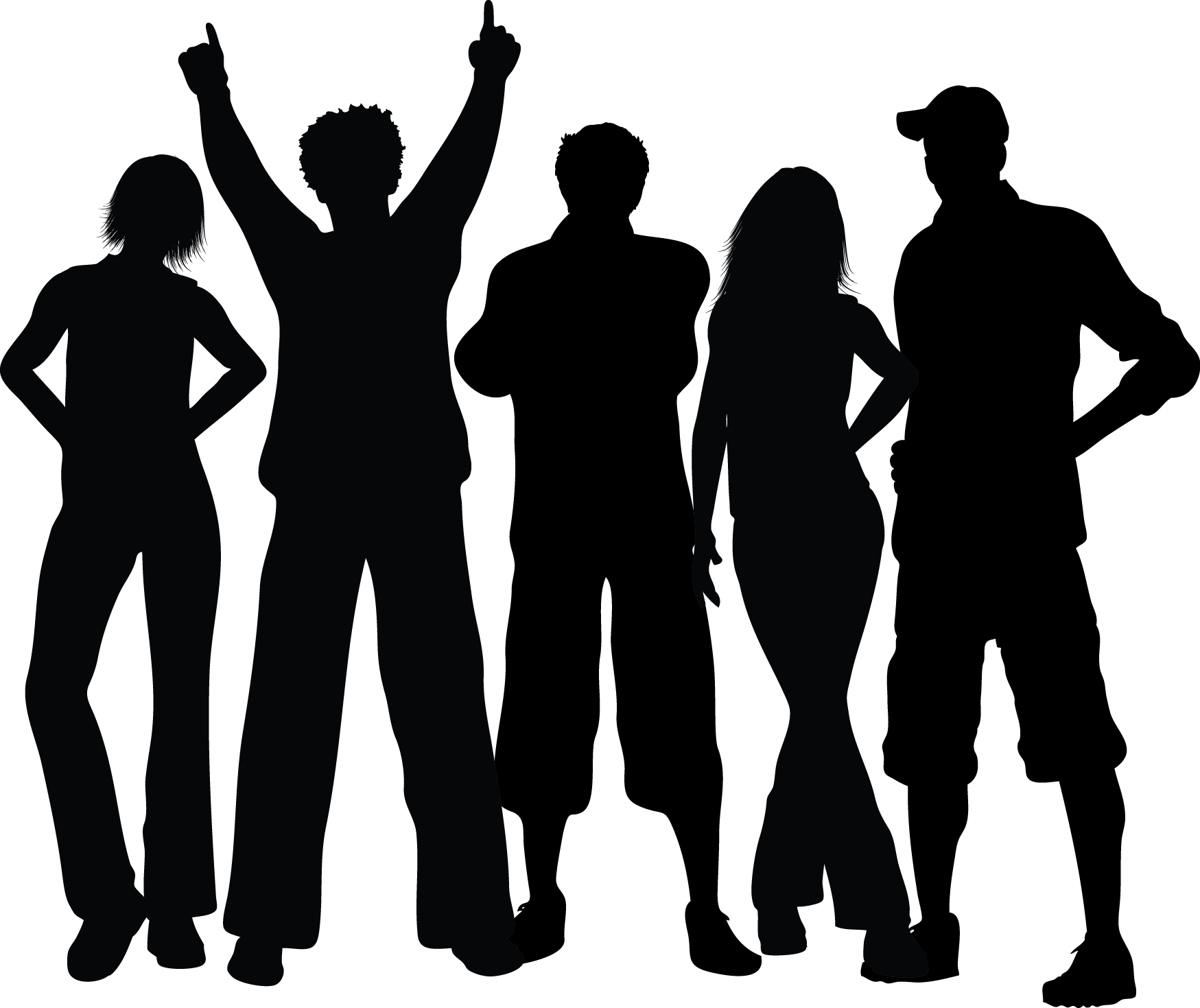 Group Black Silhouette - Dancing People Silhouette Png (1749x1469), Png Download