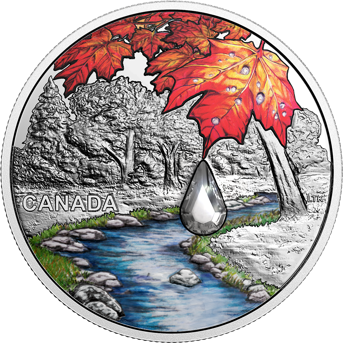 2017 1 Oz Canada Jewel Of The Rain - Canada 2014 Crystal Raindrop Maple 1 Oz (1198x1166), Png Download