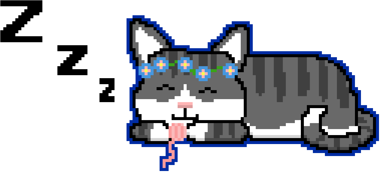 Another Sleeping Cat - Cat Pixel Art (1400x670), Png Download
