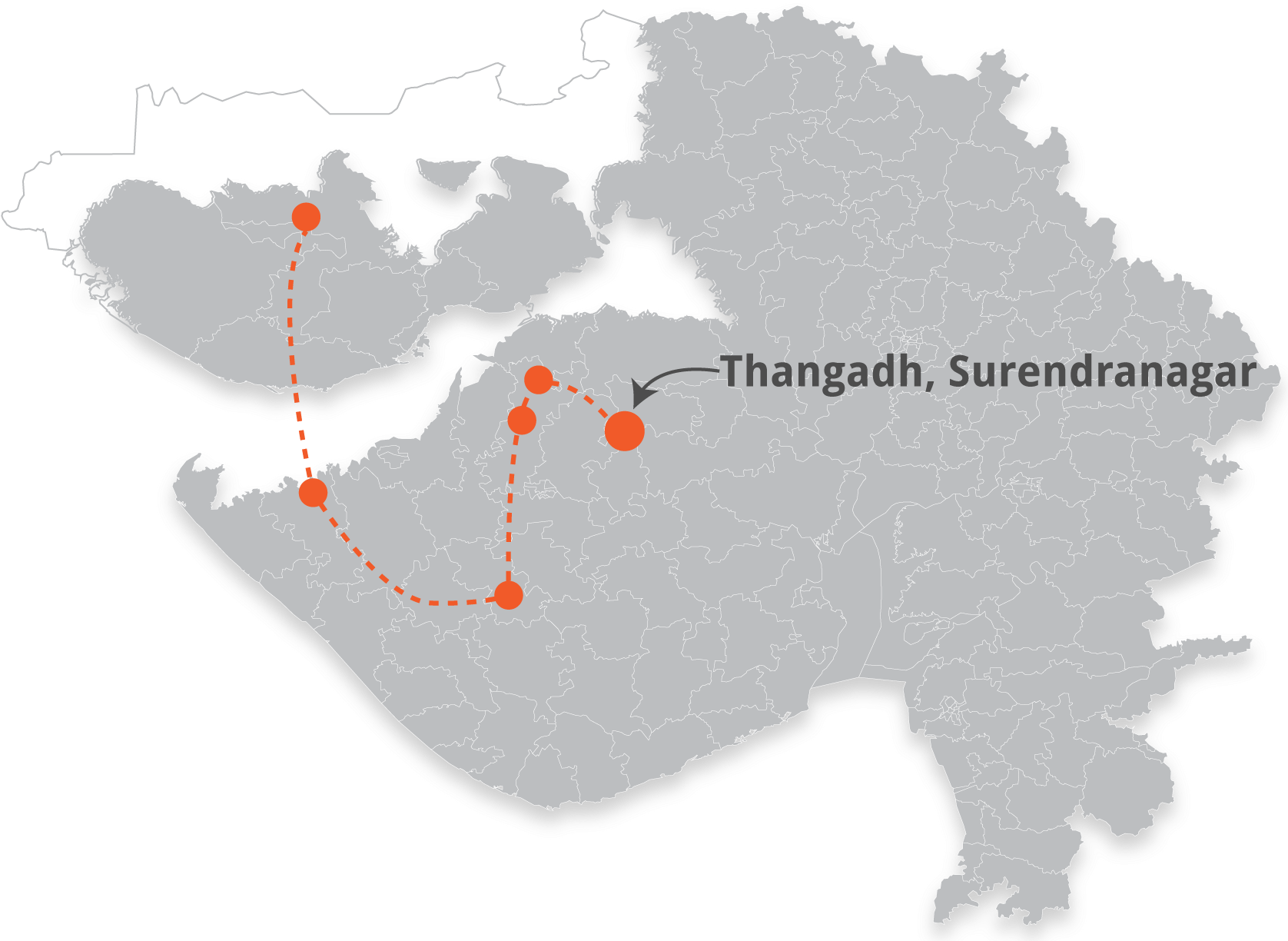 In Visited Five Districts In Gujarat And Spoke To First-time - Gujarat Map Black And White (1677x1237), Png Download